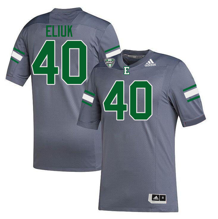 Eastern Michigan Eagles #40 Bryce Eliuk College Football Jerseys Stitched Sale-Grey